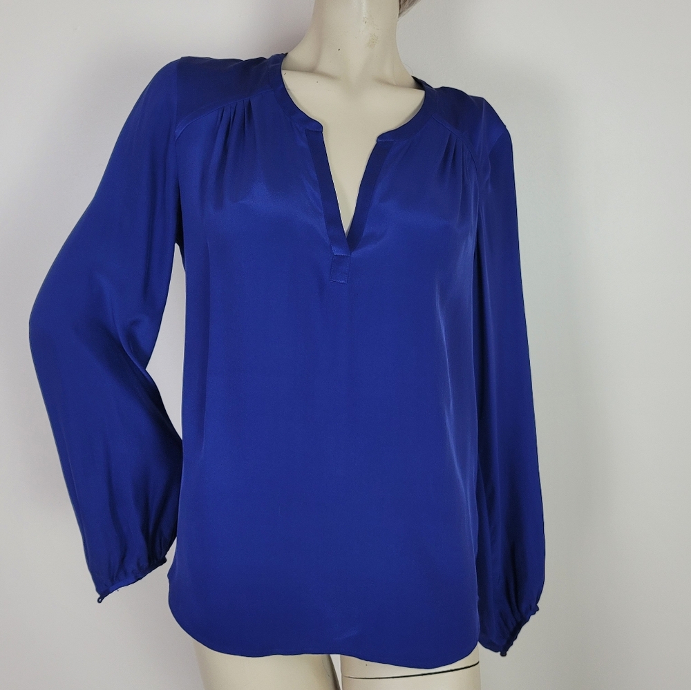Club Monaco blue 100% silk blouse, size medium.